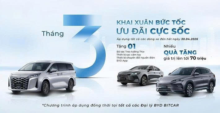 Khai xuân bức tốc, Ưu đãi cực sốc khi mua xe tại BYD Bắc Giang